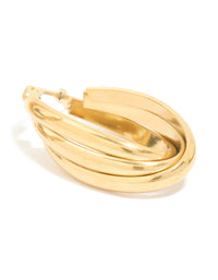 Waterproof Gold Plated Stainless Steel Layered Huggie Earrings - link has visual effect only