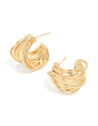 Waterproof Gold Plated Stainless Steel Multi Row Huggie Earrings - link has visual effect only