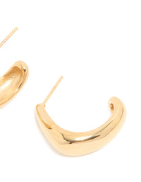 Waterproof Gold Plated Stainless Steel Banana Shape Hoop Earrings - link has visual effect only