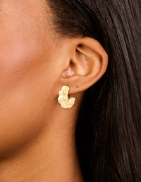 Waterproof Gold Plated Stainless Steel Bubble Croissant Hoop Earrings - link has visual effect only
