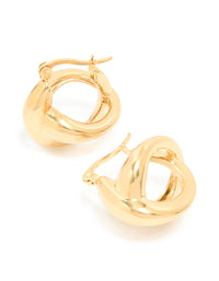 Waterproof Gold Plated Stainless Steel Wavy Hoop Earrings - link has visual effect only