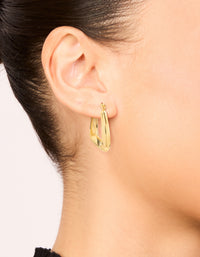 Waterproof Gold Plated Stainless Steel Trapeze Hoop Earrings - link has visual effect only