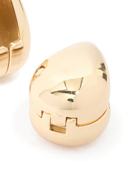 Waterproof Gold Plated Stainless Steel Oval Front & Back Hoop Earrings - link has visual effect only
