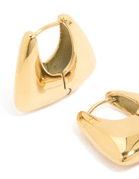 Waterproof Gold Plated Stainless Steel Trapezoid Hinged Hoop Earrings - link has visual effect only