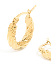 Waterproof Gold Plated Stainless Steel Twist Hoop Earrings - link has visual effect only