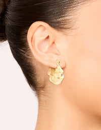 Waterproof Gold Plated Stainless Steel Chunky Detailed Hoop Earrings - link has visual effect only