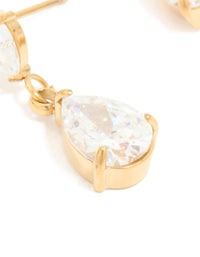 Waterproof Gold Plated Stainless Steel Cubic Zirconia Dainty Drop Earrings - link has visual effect only