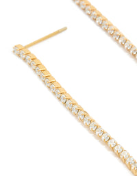 Waterproof Gold Plated Stainless Steel Pearl Diamante Cup Chain Drop Earrings - link has visual effect only