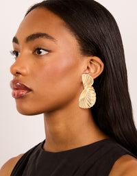 Waterproof Gold Plated Stainless Steel Statement Flower Stud Earrings - link has visual effect only