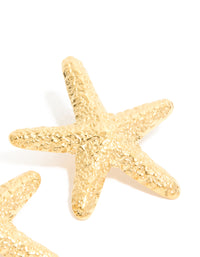 Waterproof Gold Plated Stainless Steel Statement Starfish Stud Earrings - link has visual effect only