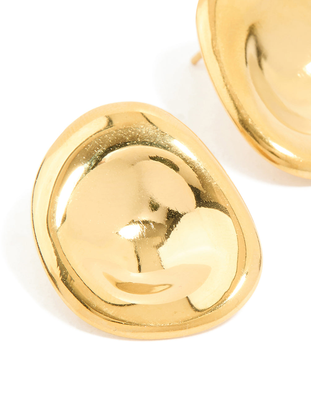 Experience waterproof gold plated stainless steel button stud earrings crafted in gold with stud closure close up view