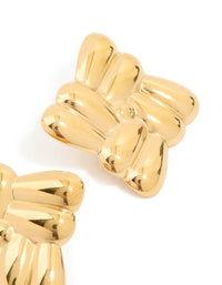 Waterproof Gold Plated Stainless Steel Crossover Square Stud Earrings - link has visual effect only