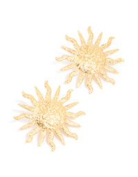 Waterproof Gold Plated Stainless Steel Sun Statement Stud Earrings - link has visual effect only
