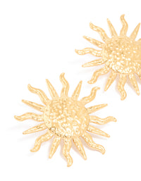 Waterproof Gold Plated Stainless Steel Sun Statement Stud Earrings - link has visual effect only