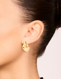 Waterproof Gold Plated Stainless Steel Button Stud Earrings - link has visual effect only