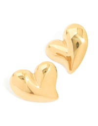 Waterproof Gold Plated Stainless Steel Moving Heart Statement Stud Earrings - link has visual effect only