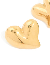 Waterproof Gold Plated Stainless Steel Moving Heart Statement Stud Earrings - link has visual effect only