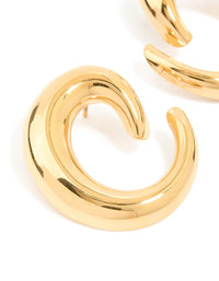 Waterproof Gold Plated Stainless Steel Swirl Statement Stud Earrings - link has visual effect only