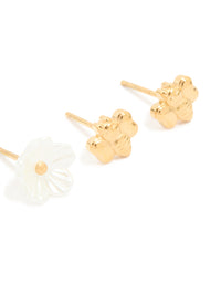 Waterproof Gold Plated Stainless Steel Garden Party Earrings 3-Pack - link has visual effect only