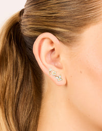 Waterproof Gold Plated Stainless Steel Cubic Zirconia Garden Party Earrings 3-Pack - link has visual effect only