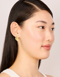 Waterproof Gold Plated Stainless Steel Triple Row Hoop Earrings - link has visual effect only
