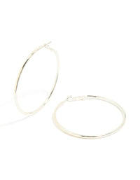 Silver Thin Round Hoop Earrings - link has visual effect only