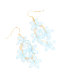 Gold Blue 4-Flower Drop Earrings - link has visual effect only