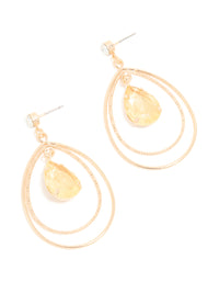 Gold Orange Diamante Centre Double Hoop Earrings - link has visual effect only