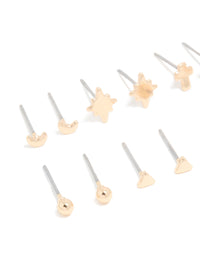 Gold Cross & Star Stud Earrings 8-Pack - link has visual effect only