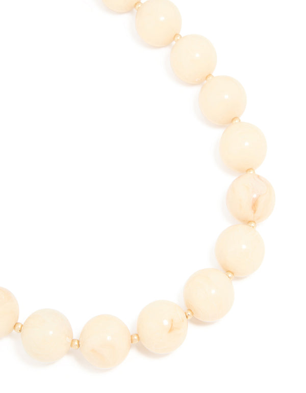 Gold Neutral Marble Beaded Necklace