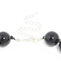 Silver Black Beaded Necklace - link has visual effect only