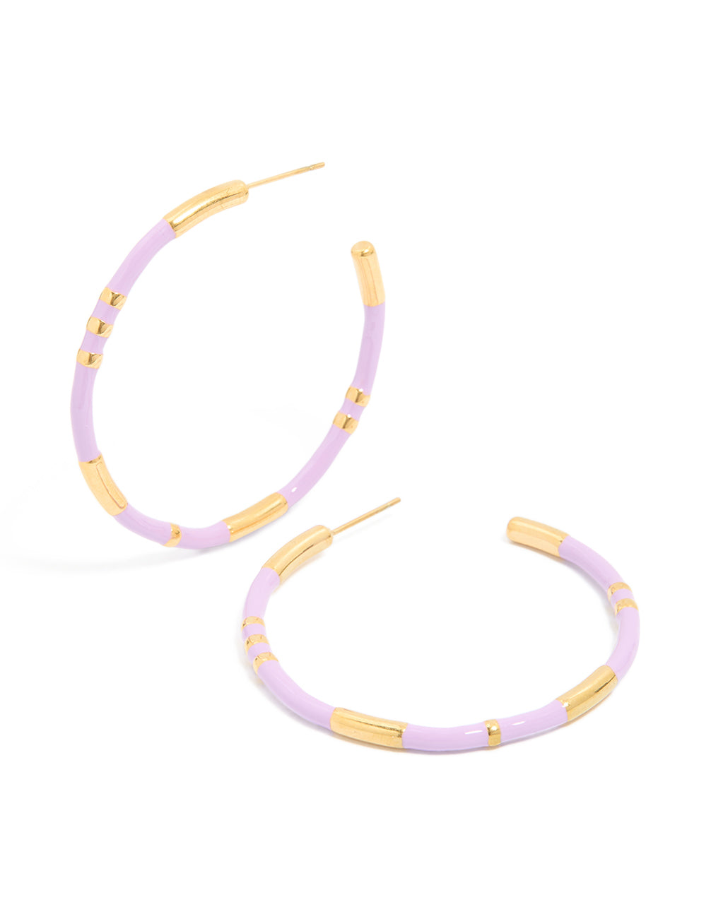 Waterproof Gold Plated Stainless Steel Lilac Enamel Hoop Earrings