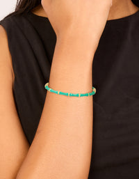Waterproof Gold Plated Stainless Steel Green Enamel Bamboo Bangle - link has visual effect only