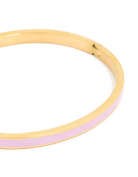 Waterproof Gold Plated Stainless Steel Thin Lilac Enamel Hinged Bangle - link has visual effect only