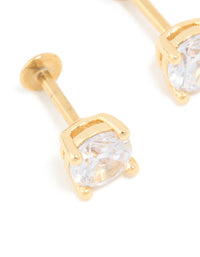 Gold Plated Titanium 5 MM Cubic Zirconia Flat Back Studs - link has visual effect only