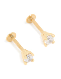 Gold Plated Titanium Cubic Zirconia Flat Back Studs 3MM - link has visual effect only