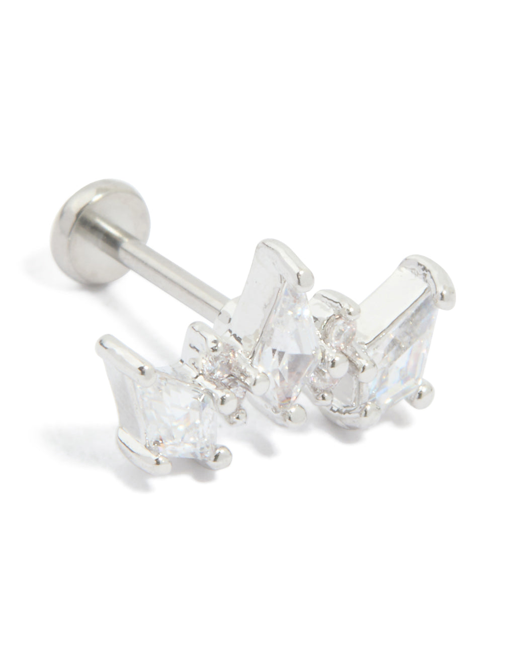 Titanium Cubic Zirconia Pointed Crawler Single Flat Back Stud