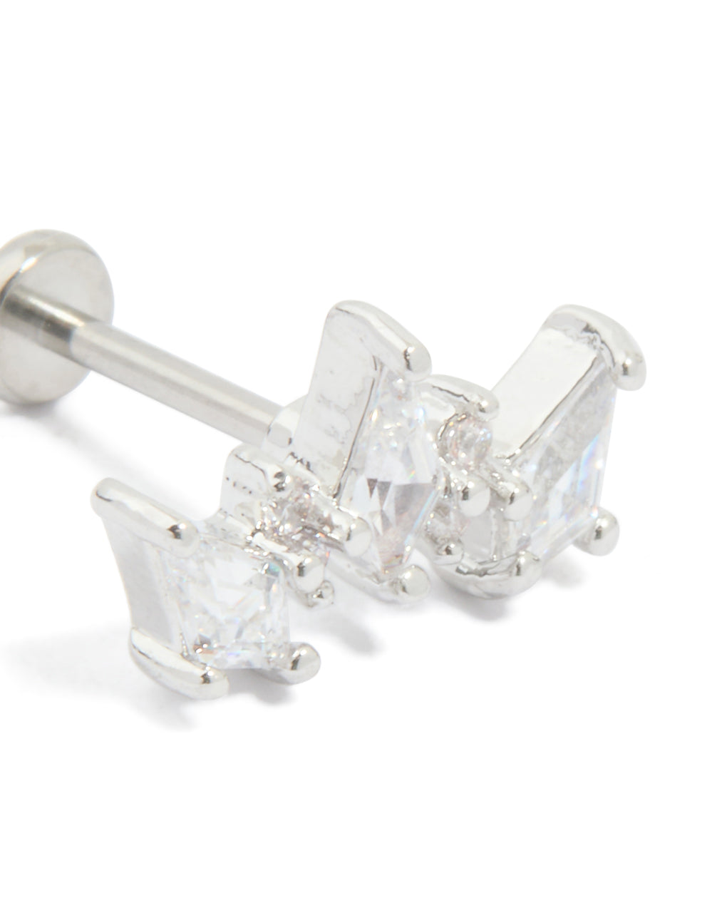 Titanium Cubic Zirconia Pointed Crawler Single Flat Back Stud