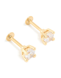 Gold Plated Titanium Cubic Zirconia Flat Back Studs - link has visual effect only