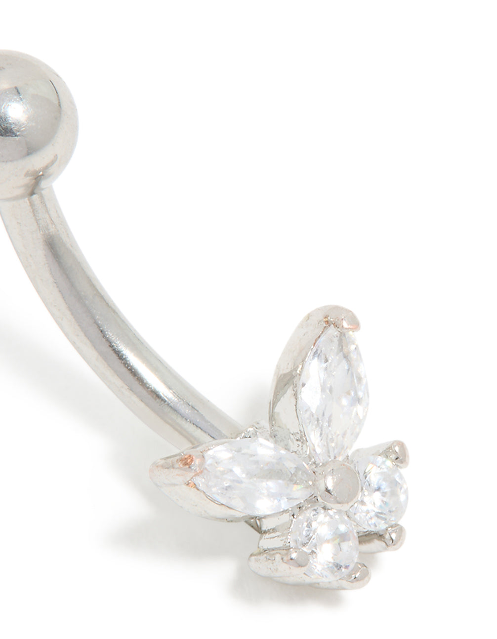 Surgical Steel Cubic Zirconia Single Butterfly Belly Bar