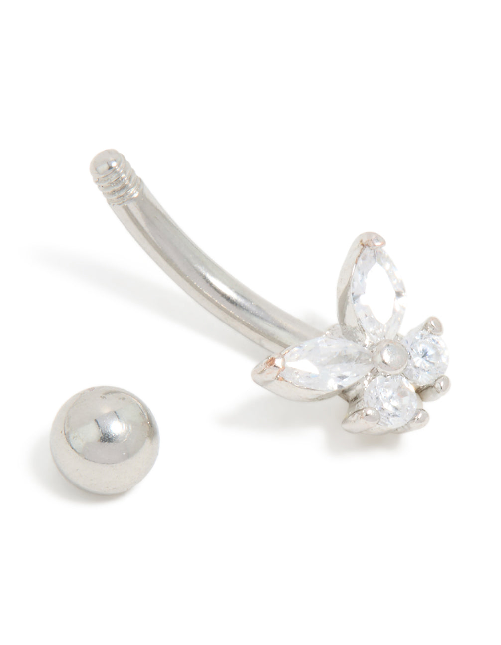 Surgical Steel Cubic Zirconia Single Butterfly Belly Bar