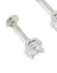 Surgical Steel 4mm Cubic Zirconia Flat Back Studs - link has visual effect only
