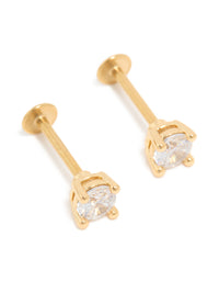 Gold Plated Surgical Steel Cubic Zirconia Flat Back Studs - link has visual effect only
