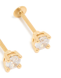 Gold Plated Surgical Steel Cubic Zirconia Flat Back Studs - link has visual effect only