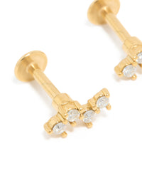 Kids Gold Plated Surgical Steel Cubic Zirconia Fine Zigzag Flat Back Studs - link has visual effect only