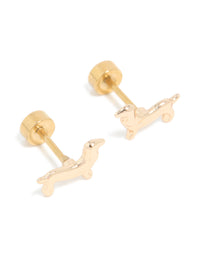 Kids Gold Plated Surgical Steel Dog Flat Back Studs - link has visual effect only