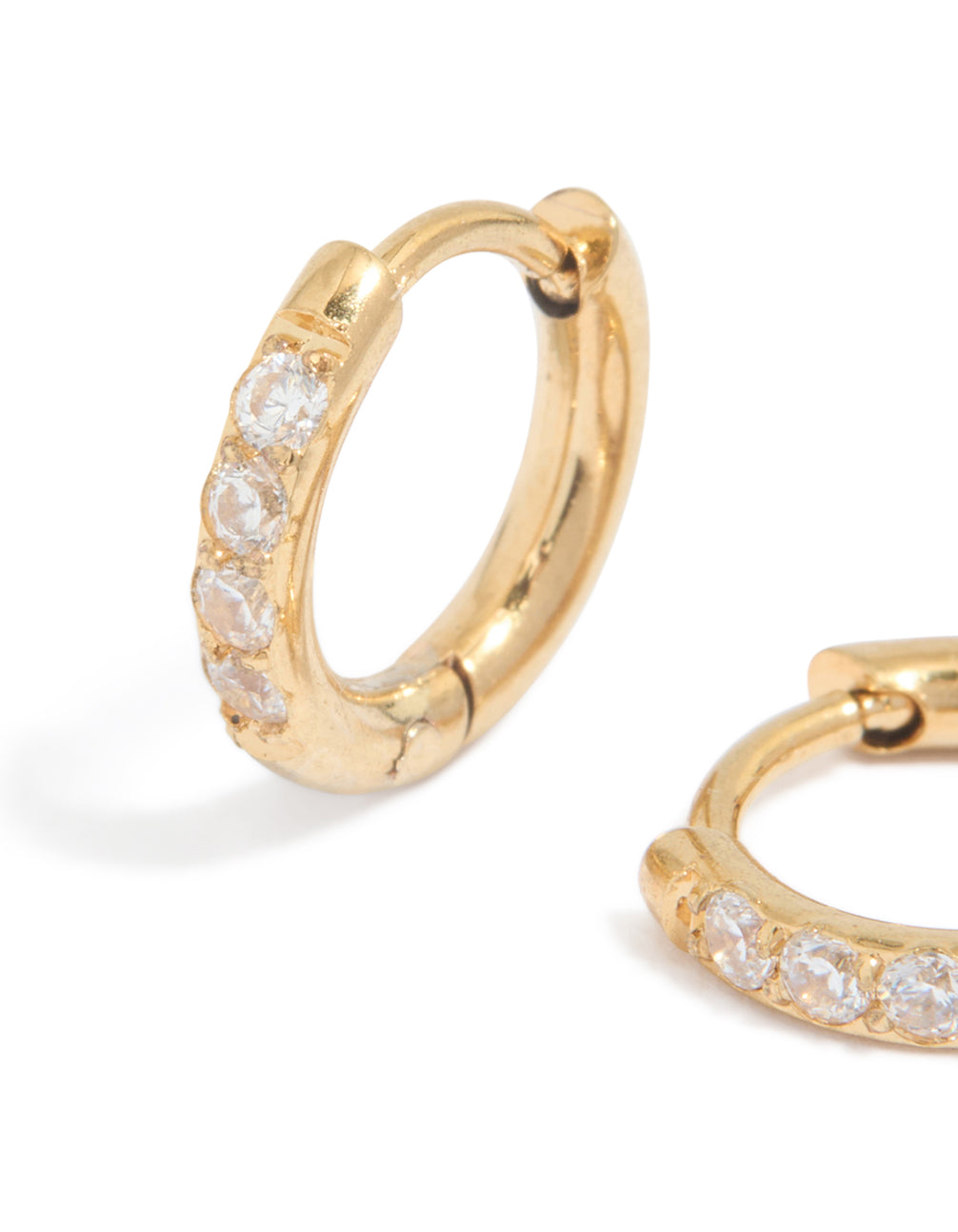 Kids Gold Plated Surgical Steel Cubic Zirconia Pave Sleeper Earrings