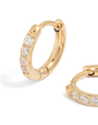 Kids Gold Plated Surgical Steel Cubic Zirconia Pave Sleeper Earrings - link has visual effect only