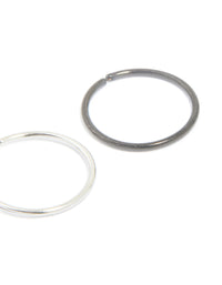 Surgical Steel & Black Coated Surgical Steel Nose Rings 3-Pack - link has visual effect only