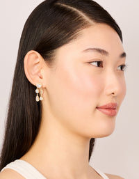 Waterproof Gold Plated Stainless Steel Cubic Zirconia Organic Drop Earrings - link has visual effect only
